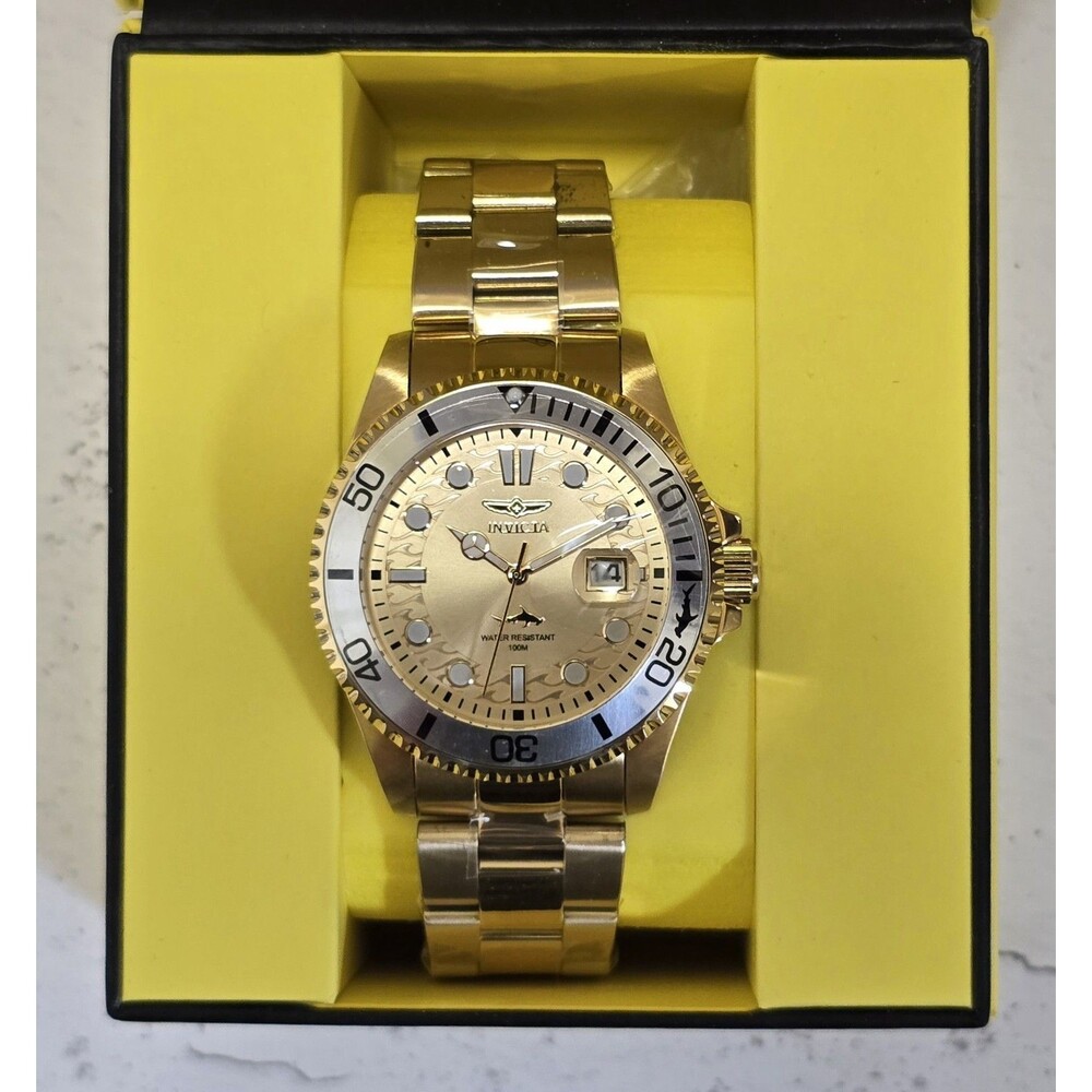 Invicta Pro Diver Men's Watch 43mm Silver Bezel Gold 48375 Brand New